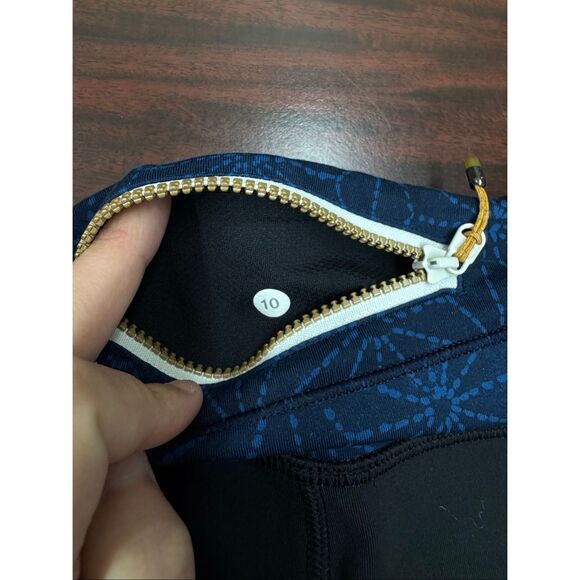 Lululemon Run Inspire Crop ll Sashiko Reflective Black Mesh Blue Hyper Leggings - Picture 4 of 7